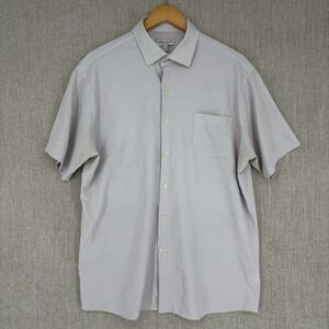 Peter Millar Button Shirt Mens Large White Summer Comfort All Over Print Stretch